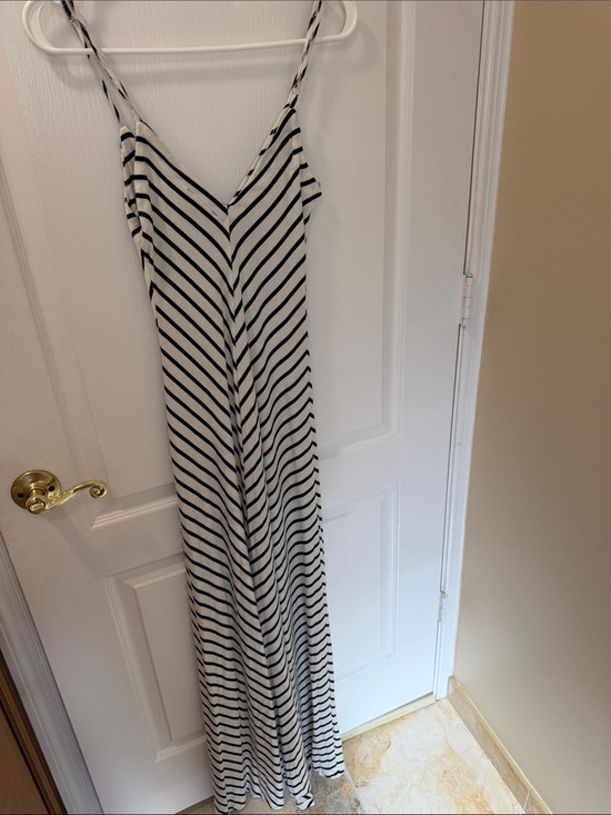 Dresses & Skirts - Striped Black and White Maxi Dress with Spaghetti Straps